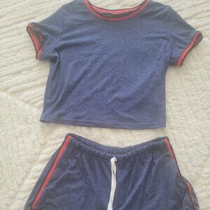 Women's Retro Two piece Shorts + Crop Top Set, NWOT